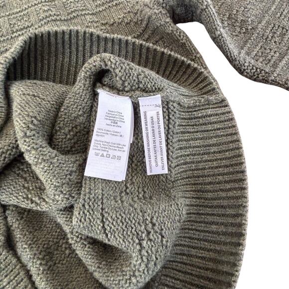 J.Crew Textured Stitch Dark Green Cotton Crew Neck Sweater Men's Medium NEW - Picture 5 of 7